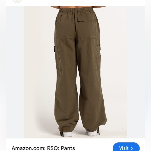 RSQ Olive military green fluffy cargo pants with zipper XXLarge - Picture 1 of 13